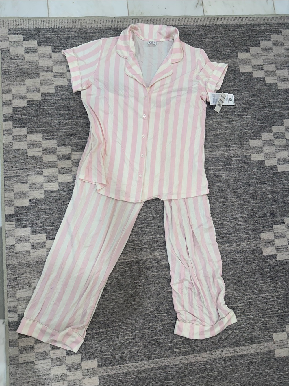Nordstrom Pink and White Striped Lounge Top